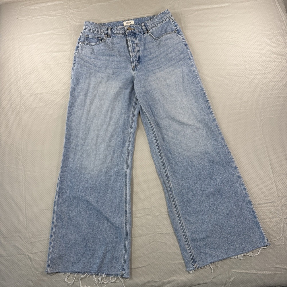 Rivet & Thread Jeans Womens Size 28 Wide Leg Light Wash High Rise Denim USA